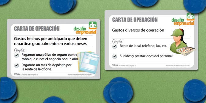 Cartas de operaci&oacute;n correspondientes a un gasto normal de operaci&oacute;n, la renta, y un gasto hecho por adelantado, el dep&oacute;sito.